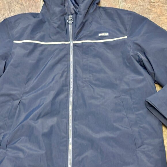 ~Lands End Men's Navy Lightweight Waterproof Squall rain Jacket with Hood L - Picture 2 of 8
